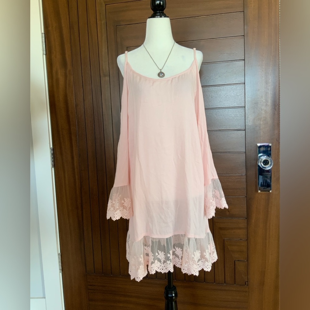 SOLITAIRE SWIM, Powder Pink Swim Dress, Size L, NWT